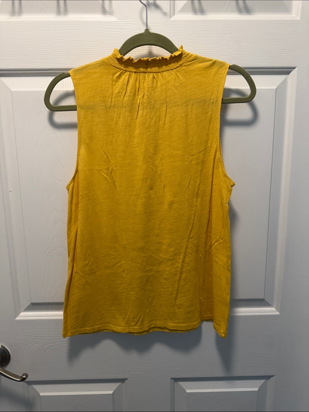 LOFT Yellow Ruffle Mock Neck Tank - Picture 2 of 4